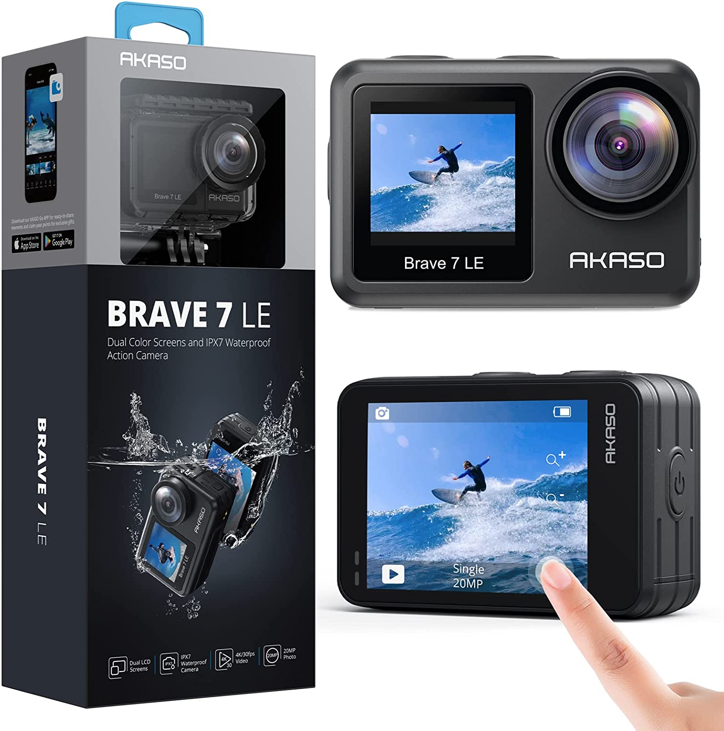 AKASO Brave 7 LE 4K30FPS 20MP Wi-Fi Action Camera Touch Screen - TECHOBOOM