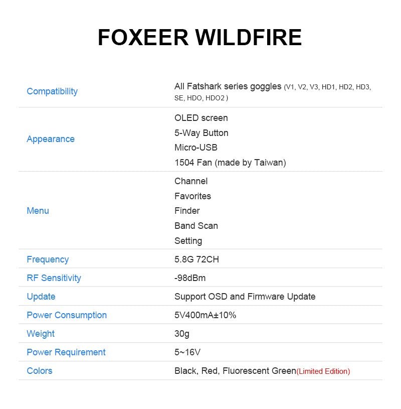 FOXEER Wildfire Module 5.8G Goggle Dual Receiver - TECHOBOOM