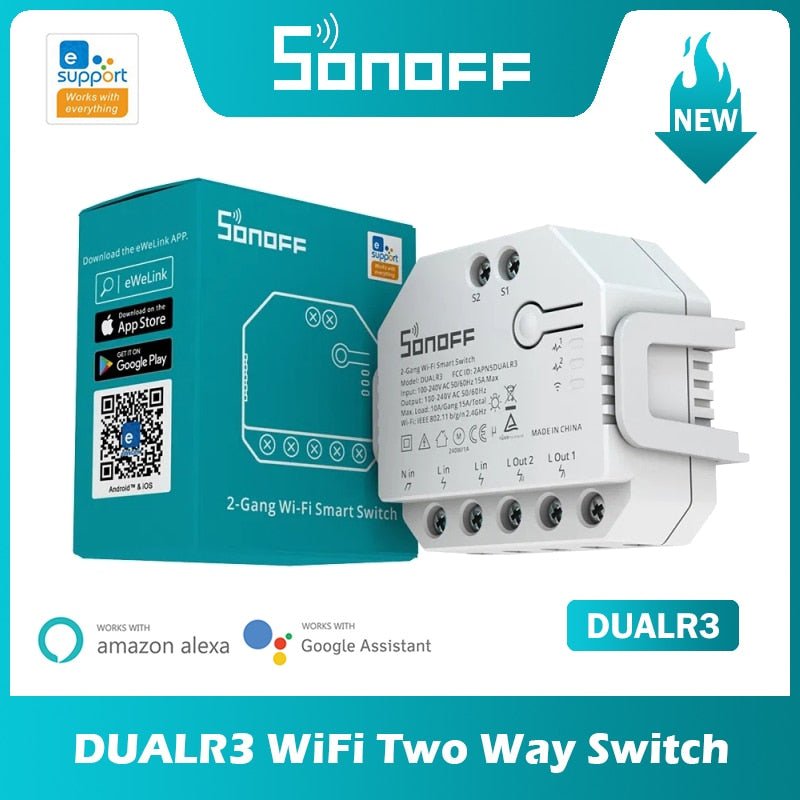 SONOFF DUAL R3 2 Gang Dual Relay Module DIY MINI Smart Switch Power TECHOBOOMSONOFF DUAL R3 2 Gang Dual Relay Module DIY MINI Smart Switch Power
