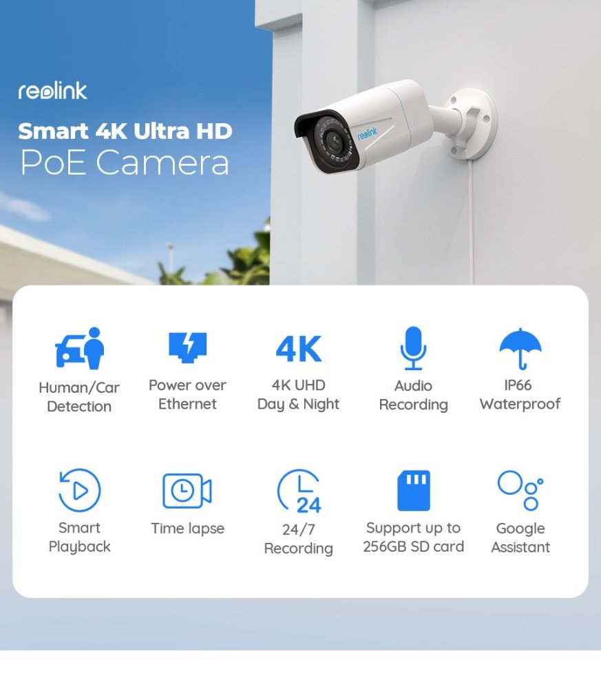 Reolink 4K PoE IP Camera 8MP Outdoor Night Vision Bullet Security